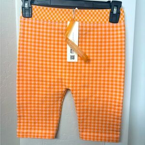 Zara orange and pink checkered biker shorts